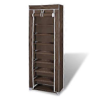 Stoff Schuhschrank mit Bezug 162 x 57 x 29 cm braun