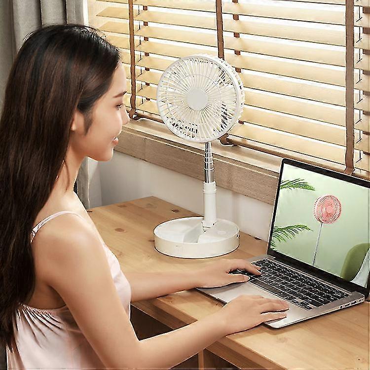 مروحة USB مروحة مكتب شحن صغيرة مروحة محمولة قابلة للطي ب 3 سرعات (7200 وردي 1 قطعة)