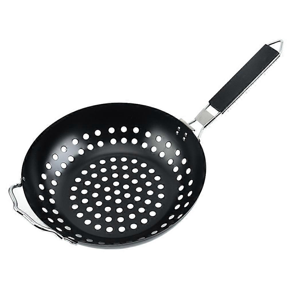 BBQ Plate Carbon Steel Non-Stick Round Leaking Plate Multi- Grill Pan Outdoor Barbecue Tools Baking