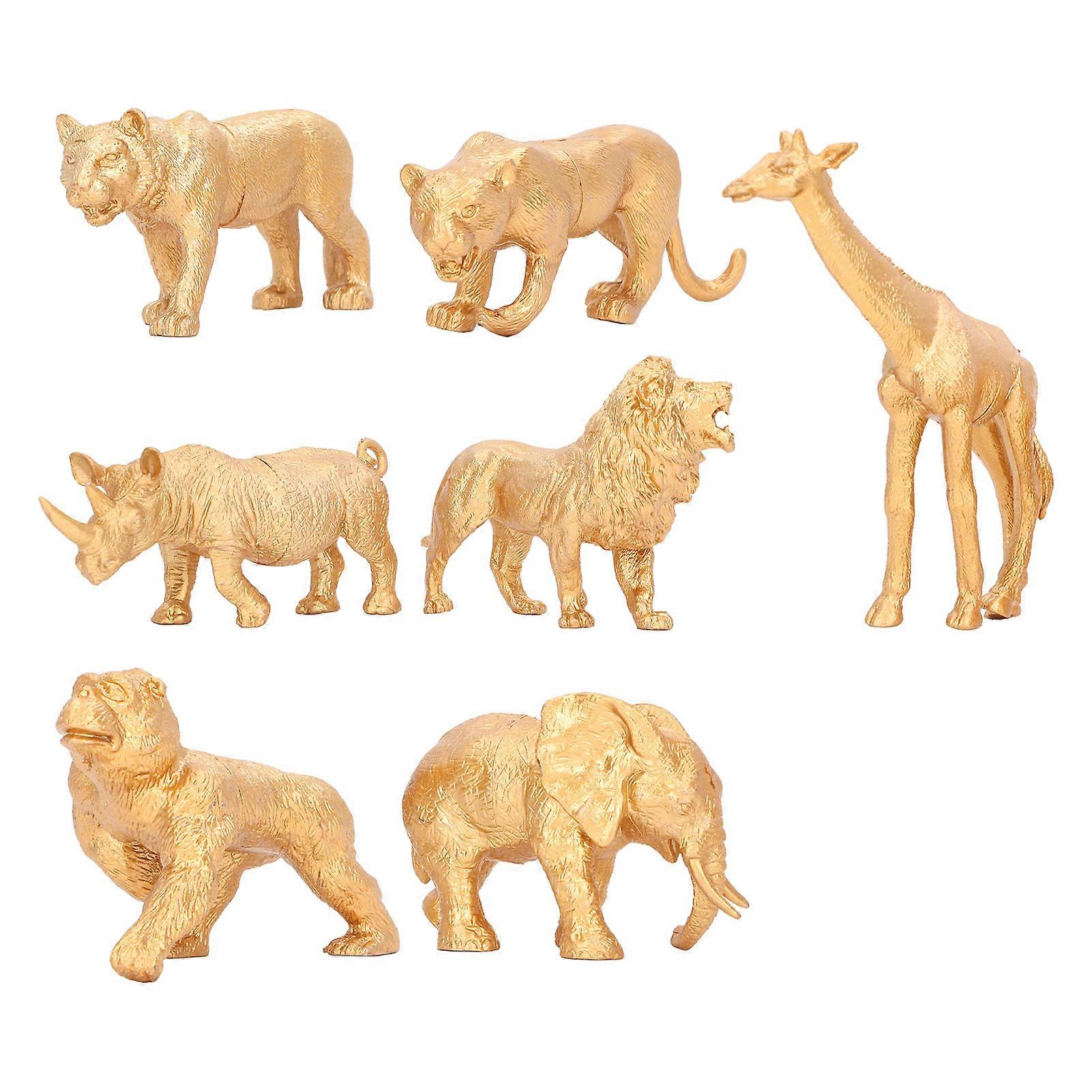 Safari Animals Figures Toy Gold Color Wild Zoo Animals Figurines for Early Education