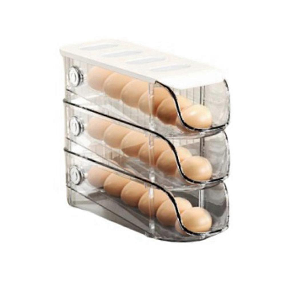 Egg Storage Box Odor-Proof Egg Rack Stackable Egg Rack Organizer for Refrigerator with Auto Rolling Feature C