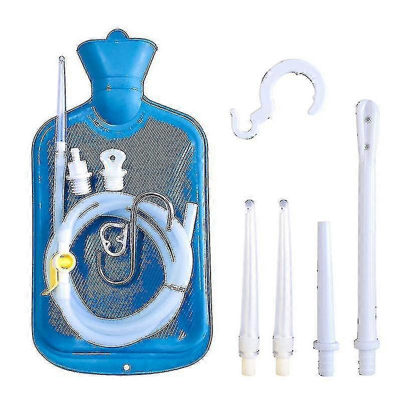 2 L Enema Bag Home Enema Kit with 3 Enema Tips,60 inch Long Silicone Hose, Controlable Water Flow
