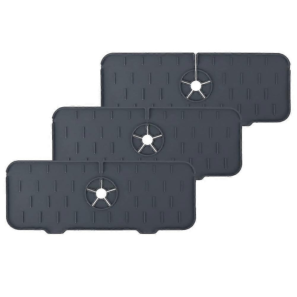 3pcs Silicone Faucet Handle Drip Catcher Tray-sink Splash Guard And Countertop Sotrage For Kitchen