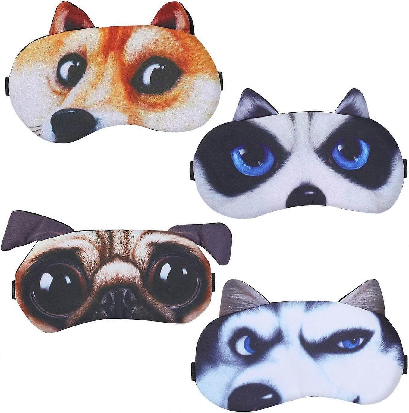 Set of 4 Cute Sleep Blindfold, Eye Mask Soft Fluffy Sleep Shade Cover Rest Eyepatch Blindfold Shield Travel Sleeping for Eye Mask Sleep Mask Kid Girl 