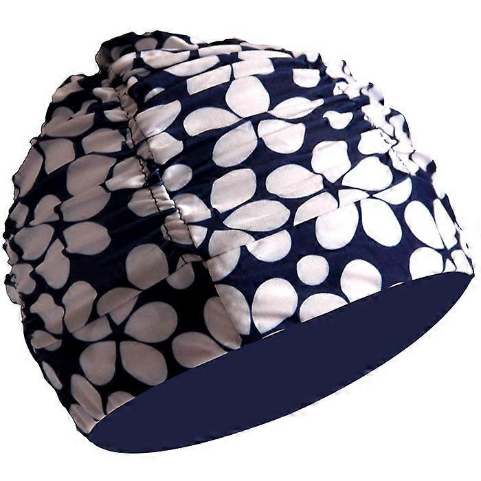 Fashionable solid color pleated swimming cap