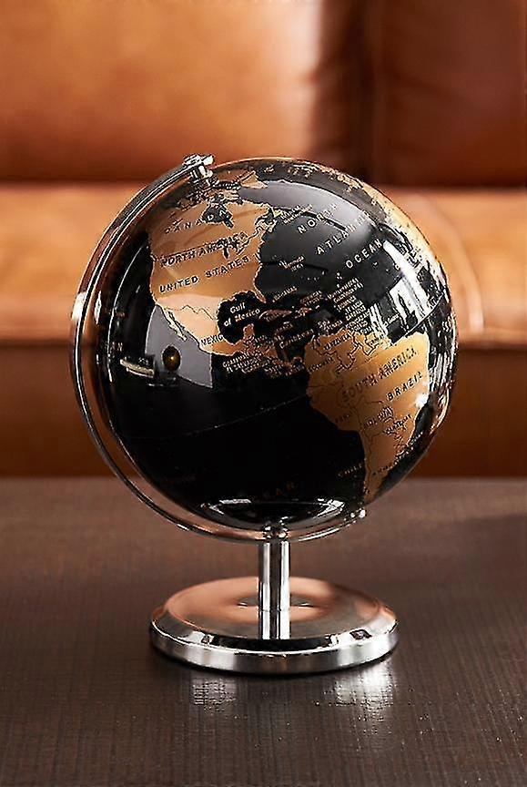 Vintage Rotating Gold And Blue World Globe