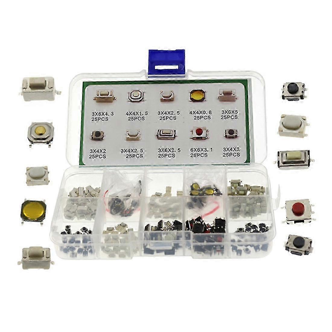 250Pcs Car Remote Control Key Switch Repair Small Switch Tactile Push Button Switches Component Pack