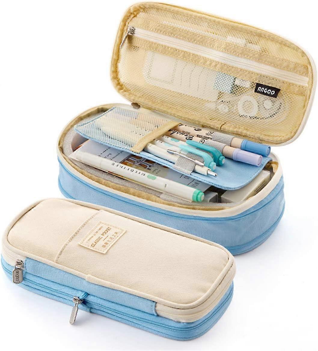 Expandable School Pencil Case,Light Blue
