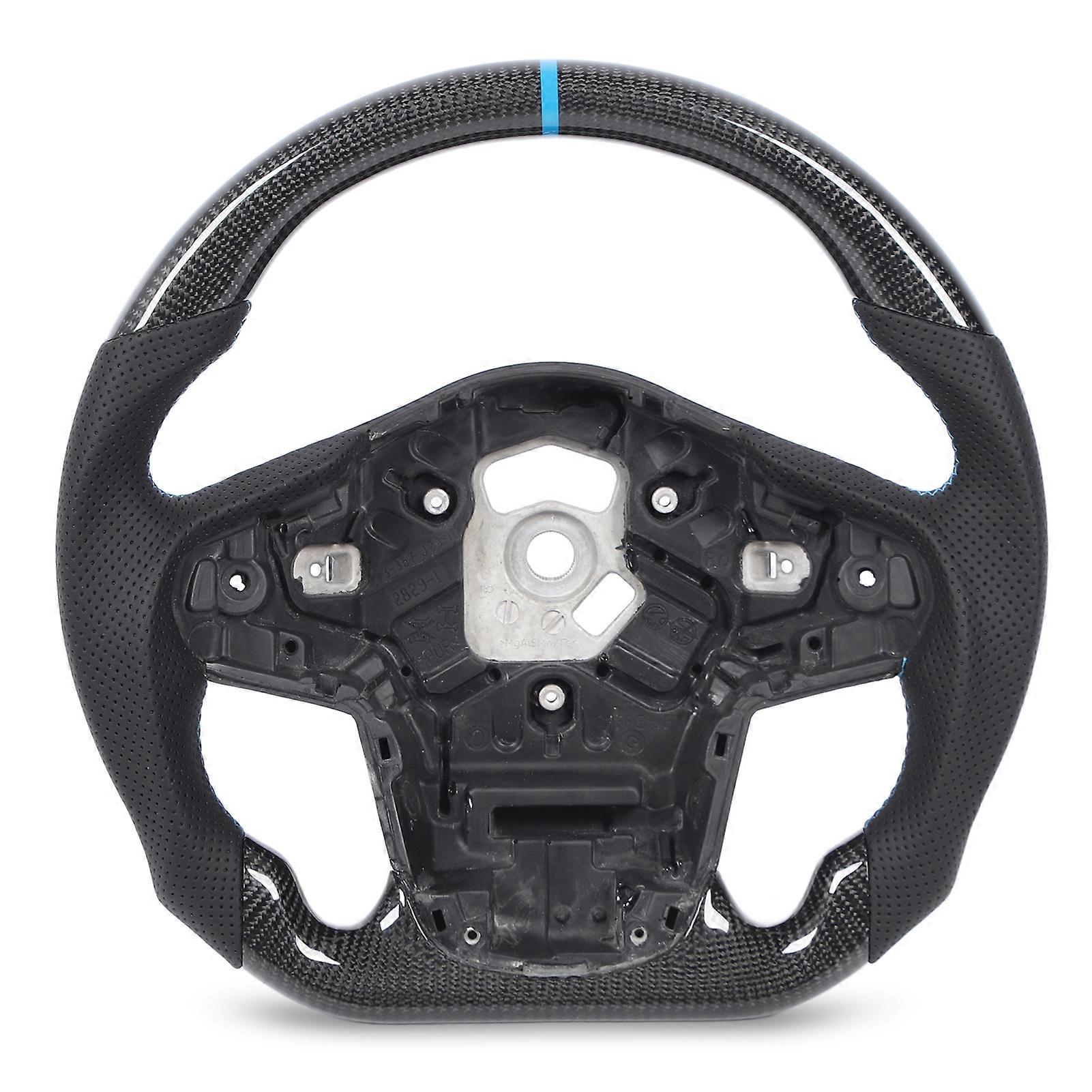عجلة قيادة من ألياف الكربون مثقبة بالجلد الأزرق لسيارة GR Supra A90 J29 2020 إلى 2024
