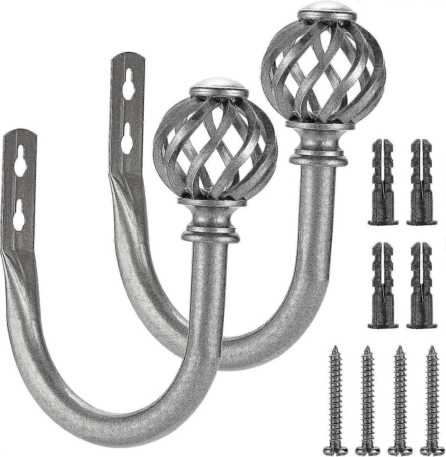 Set Of 2 Curtain Hooks Drapery Holdbacks, Decorative Nest Hollow Curtain Holder Wall Hook Tassel Curtain Tiebacks, Grey