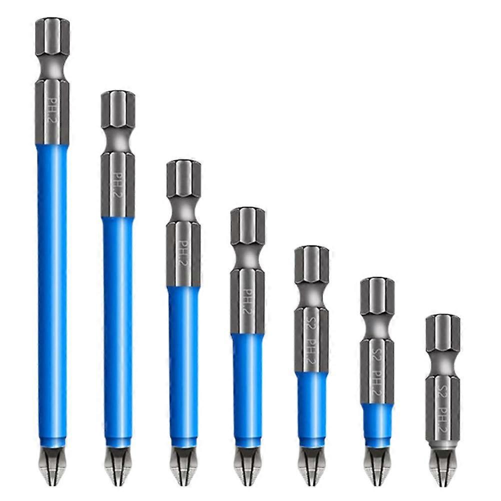 7 Pcs/Set Magnetic Anti Slip Drill Bit Magnetic PH2 Screwdriver Bits Set Anti Slip Cross Headed Screwdriver Bits 25 50 65 70 90 127 150mm
