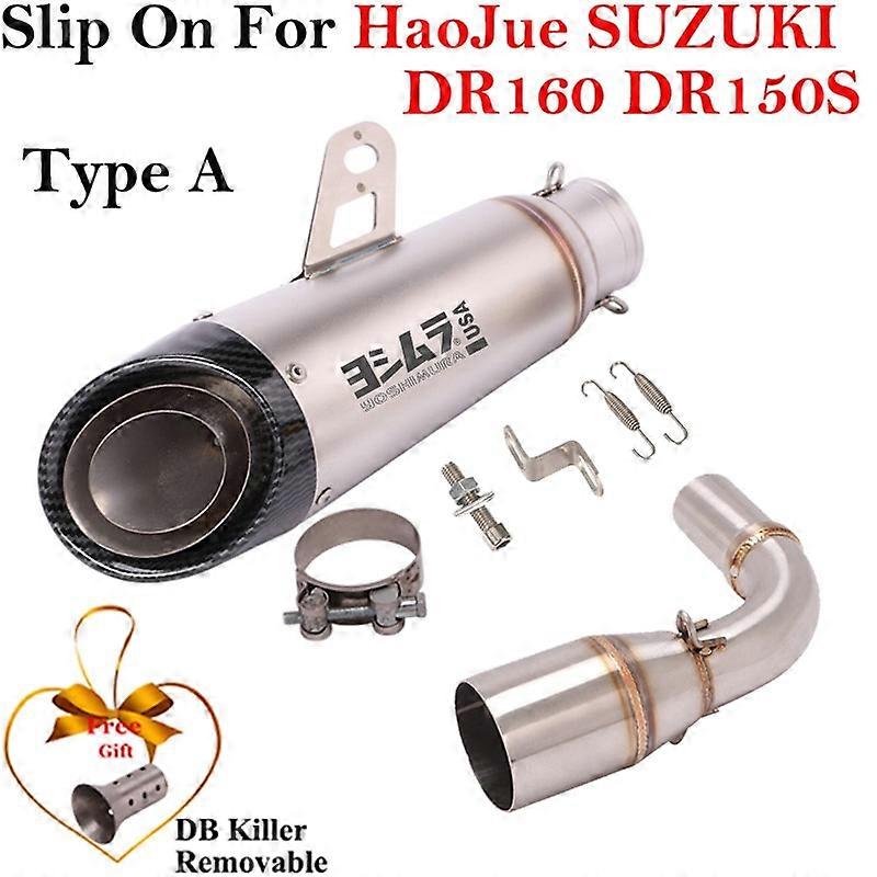 For HaoJue SUZUKI DR160 DR150S Motorcycle Exhaust Escape System Carbon Fiber Yoshimura Modified Link Pipe Muffler DB Killer