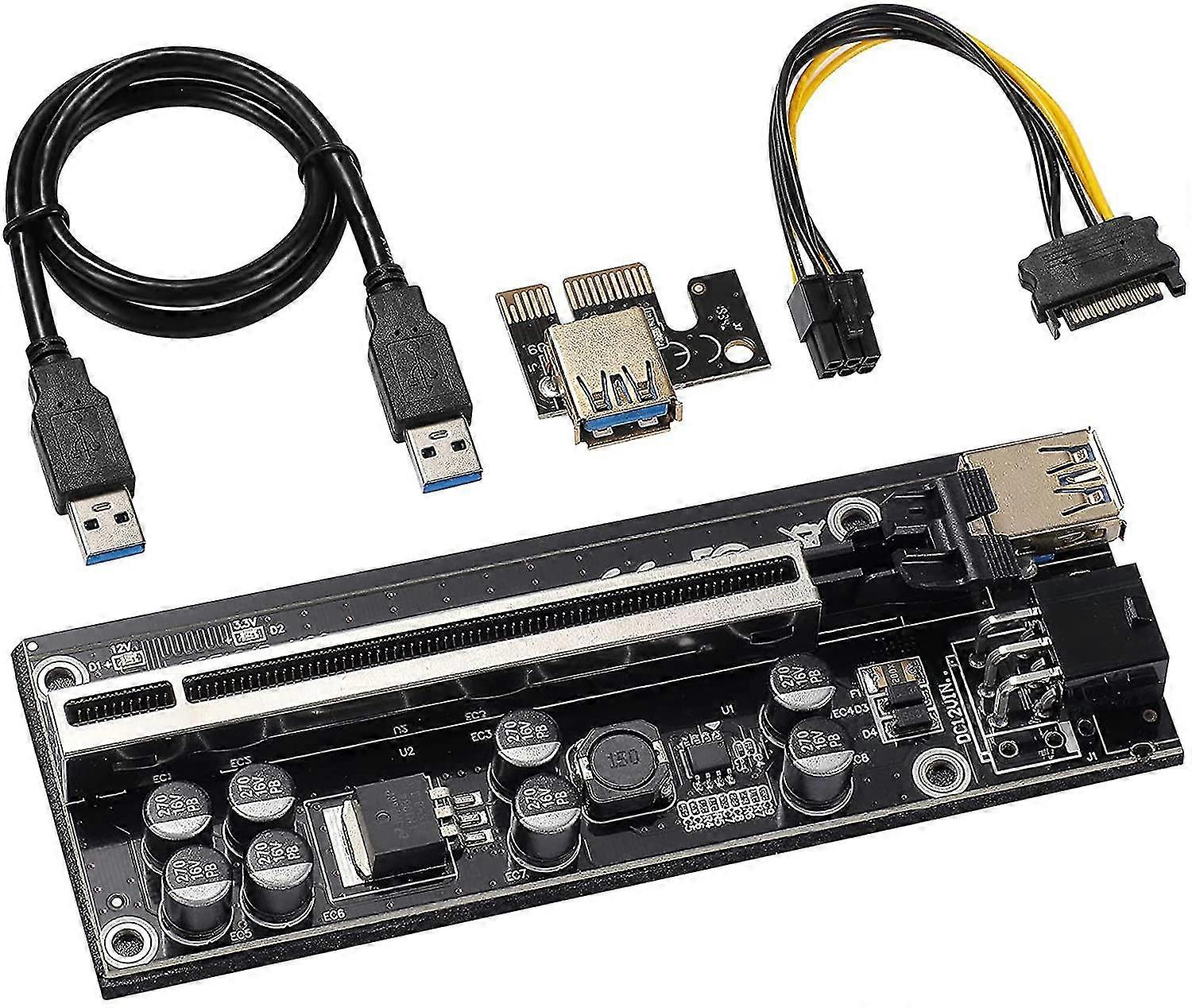 Pci-e 1x To 16x V009s-plus Riser Card & 6pin Sata Power Cable, Pcie Graphics Card Extension Cable, Ethereum Eth/gpu Mining