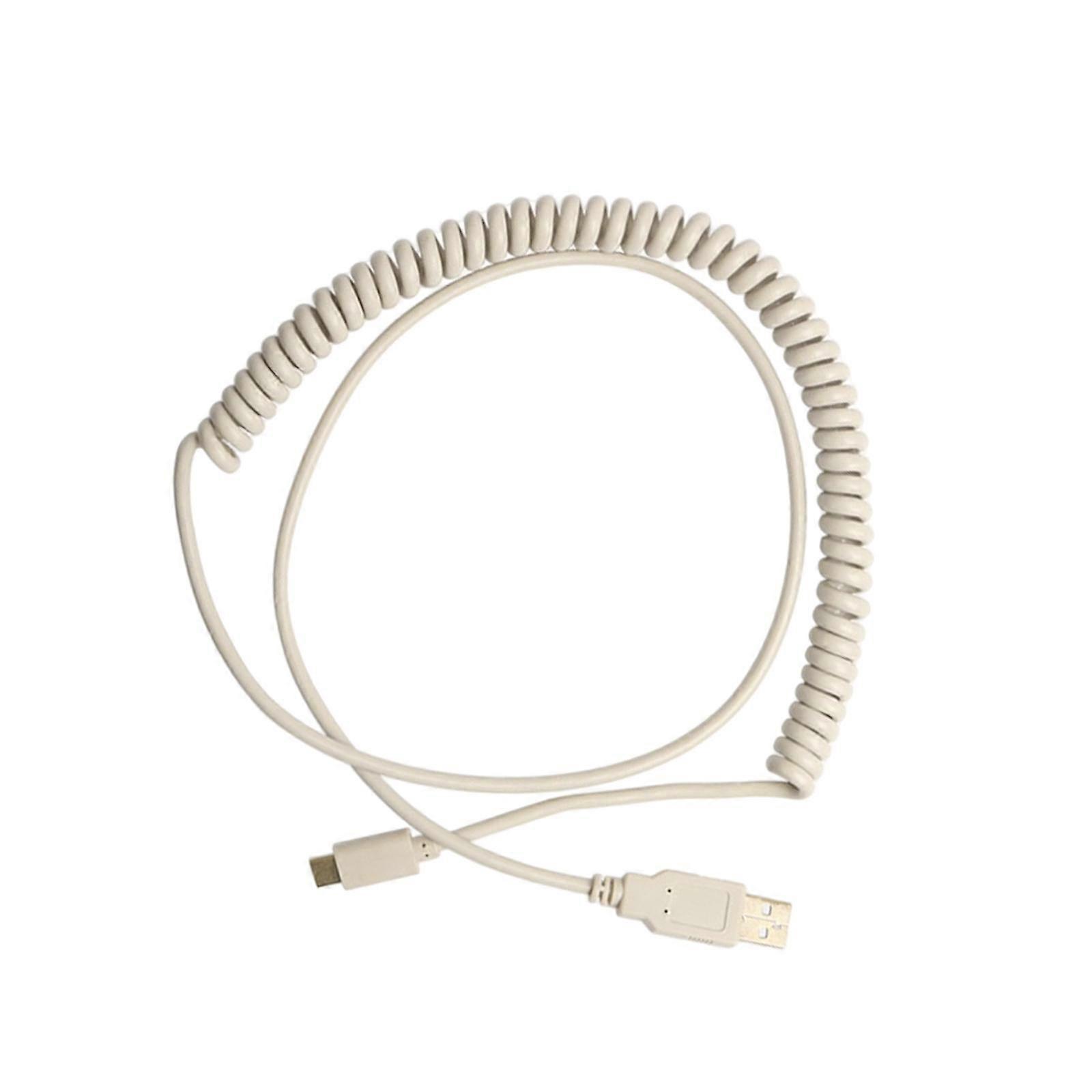 V2 USB-C Type C Cordon Spiralé Pour Clavier Mécanique 2m Gris Clair