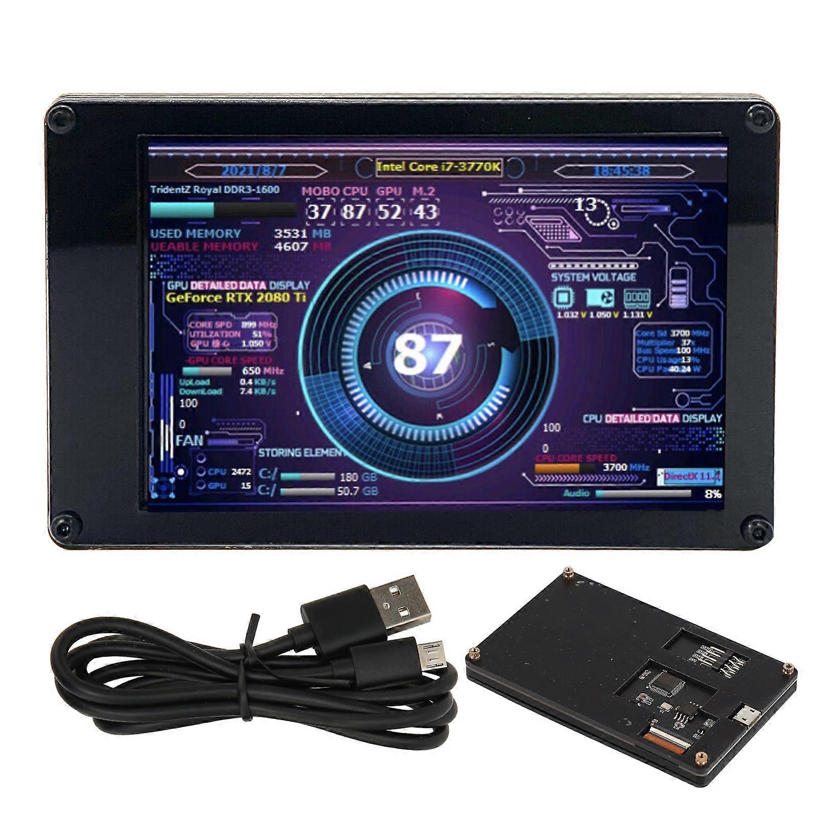 Computer Temp Monitor 3.5 Inch IPS USB Mini Screen Temperature Display PC CPU Data Monitor for PC CPU RAM Data