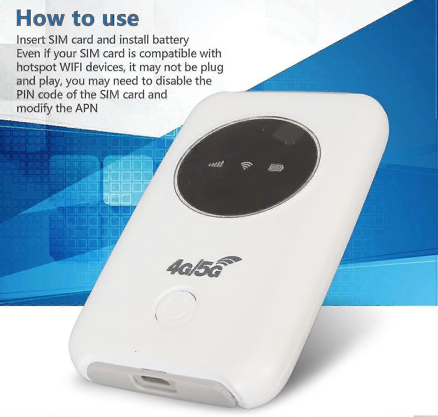 4G LTE Unlocked 5G WiFi Hotspot Device 300Mbps Router SIM Card Slot Mobile Router Bui