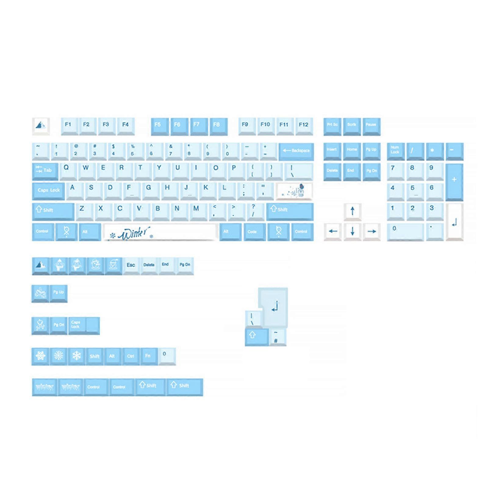 PBT Keycaps 136 Keys Cherry Profile Five Sides DYE Sublimation Snow Keycap For Cherry MX Switch Mechanical Keyboard Blue