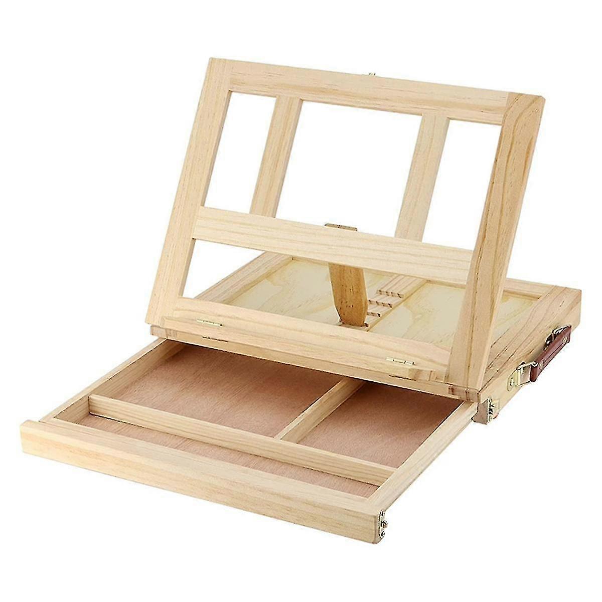 Portable 4 Adjustable Gears Drawer Style Beech Tabletop Easel Burlywood Portable Art Case For Beginners Adults