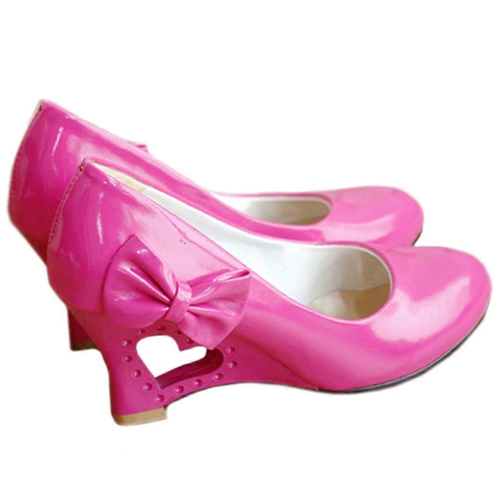 Candy's Color Bowknot Patent Cuir Hollow Slipsole Femmes Chaussures Minces