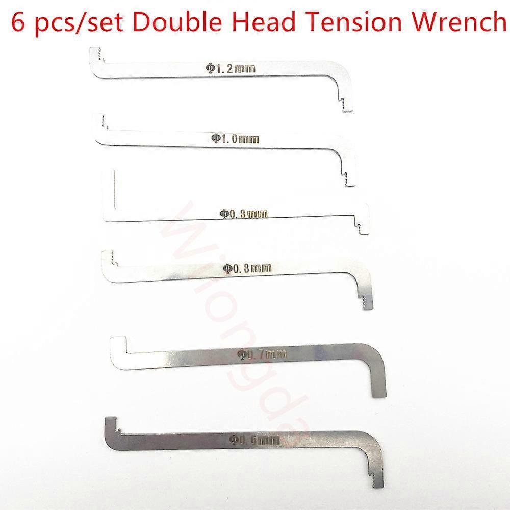 6 pcs/set Double Head Tension Wrench Combination Locksmith Tools Replacement Turning Tool