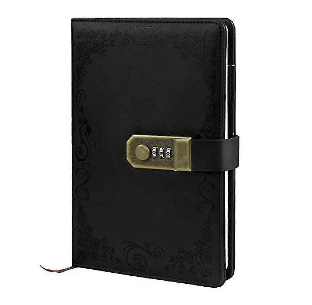 Vintage A5 Digital Lsenord Notebook Pu Lder Locking Journal Notebook