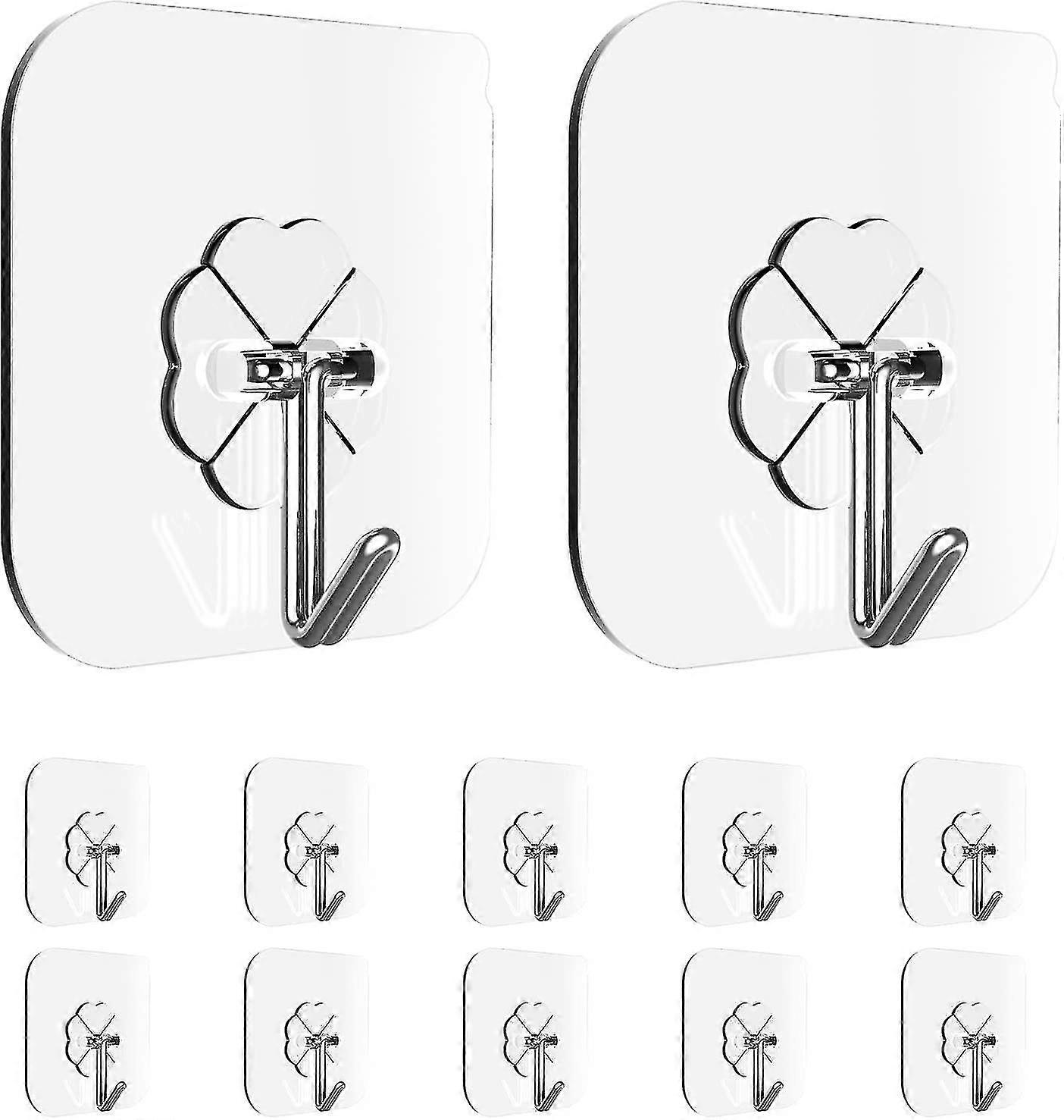 Adhesive Hooks For Hanging 12 Packs Heavy Duty Wall Hooks Reusable Removable Waterproof