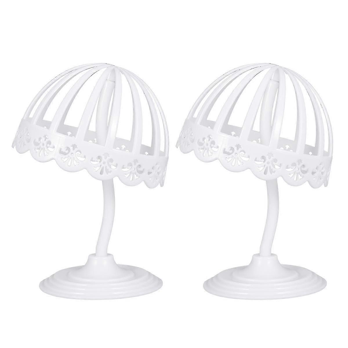 Hat Holder Plastic Hat Display Stand Elastic Adjustable Cap Display Stand Desk Wig (2 Pieces, White)
