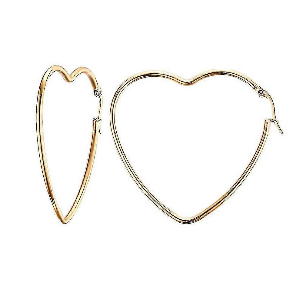 女性のためのゴールドハートフープイヤリング - ショッピング、デートや毎日の着用のためのステンレススチールチューブハート型フープイヤリング