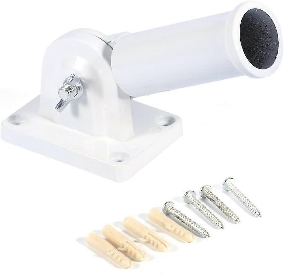 Wall-Mounted Adjustable Metal Mount Bracket Pole Bracket with Screws White Adjustable 730 Angle Metal Flagpole Bracket Suitable for Window Flag Advert