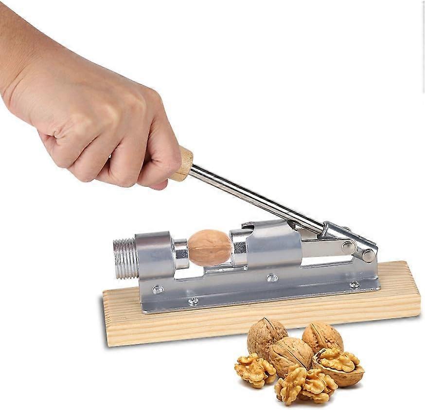 Mechanical Walnut Cracker Opener, Desktop Kitchen Nut Cracker with Wood Handle