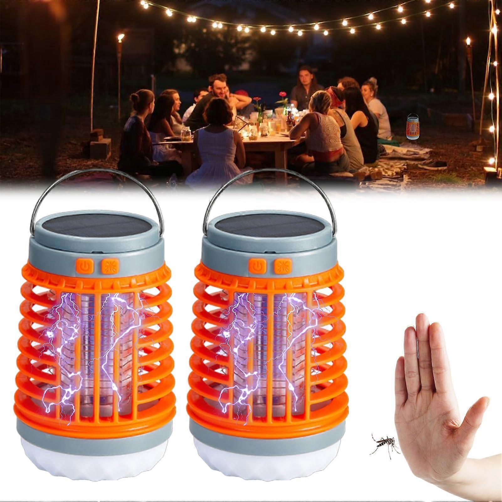 Mosquito Zapper, 2024 מנורת יתושים חיצונית חדשה עמידה למים, מנורת יתושים אלחוטית ניידת 3 ב -1, מתאימה לגינה ביתית, קמפינג, פיקניק (2 יחידות)