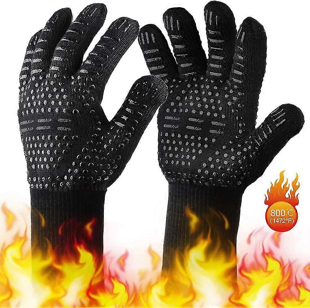 1 Pair Barbecue Gloves,up To 800c Universal Non-slip Heat Resistant Oven Gloves