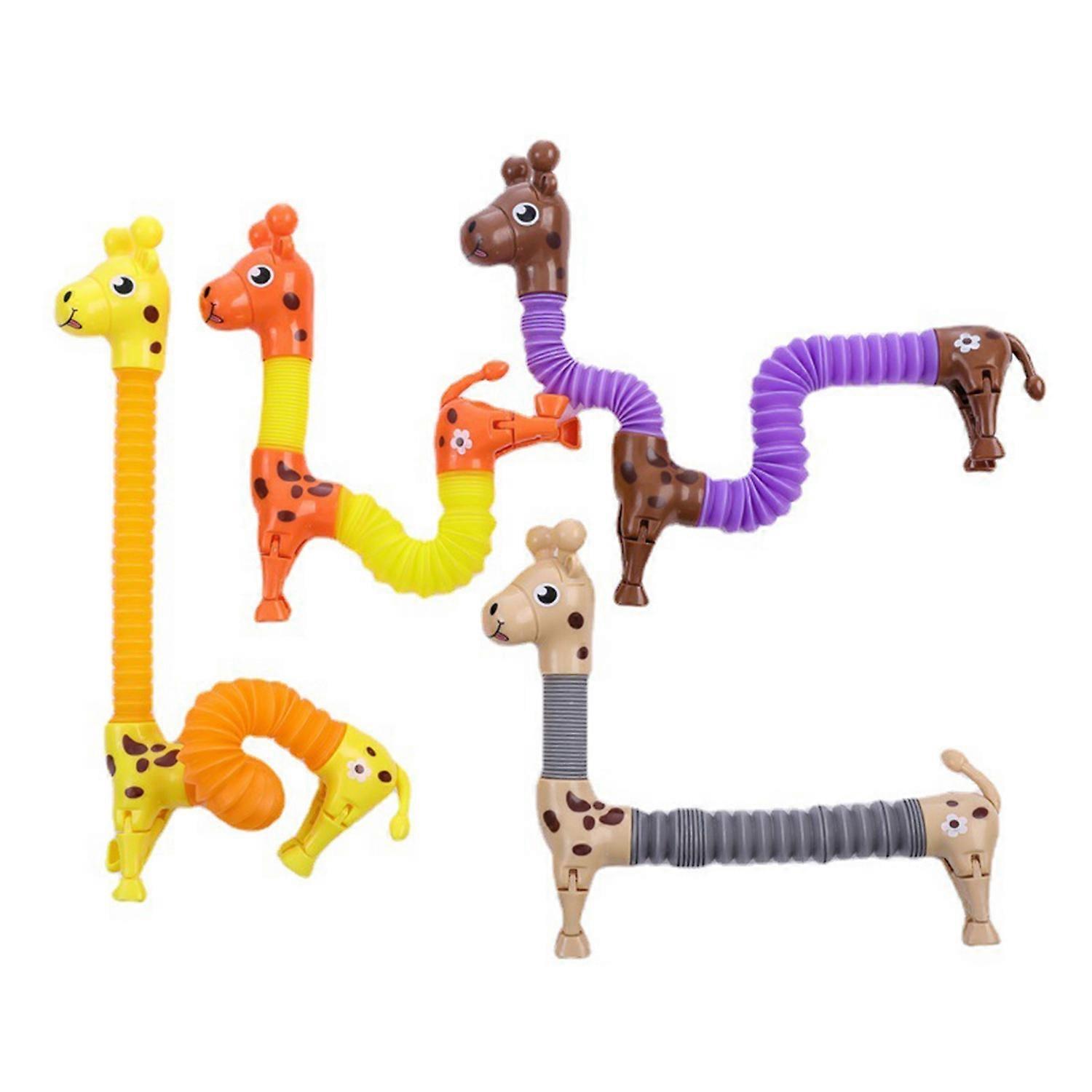 Fidget Pipe Toy Flexible Stretchable DIY Squeezing Pipe Vent Toy Relieve Boredom Cute Giraffe