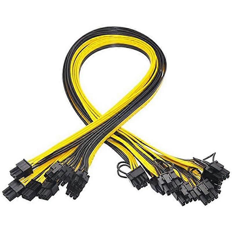 12 Stück 6 Pin PCI-E auf 8 Pin (6+2) PCI-E (Stecker auf Stecker) GPU Stromkabel 50cm für Grafikkarten Mining Server Breakout
