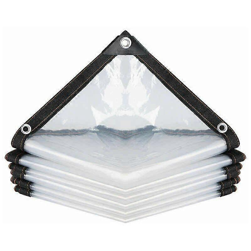 Bâche transparente imperméable avec œillets, bâche multi-usages en polyéthylène, résistante à la pluie et aux déchirures, ultra légère (couleur : transparente, taille : 200 x 200 cm)