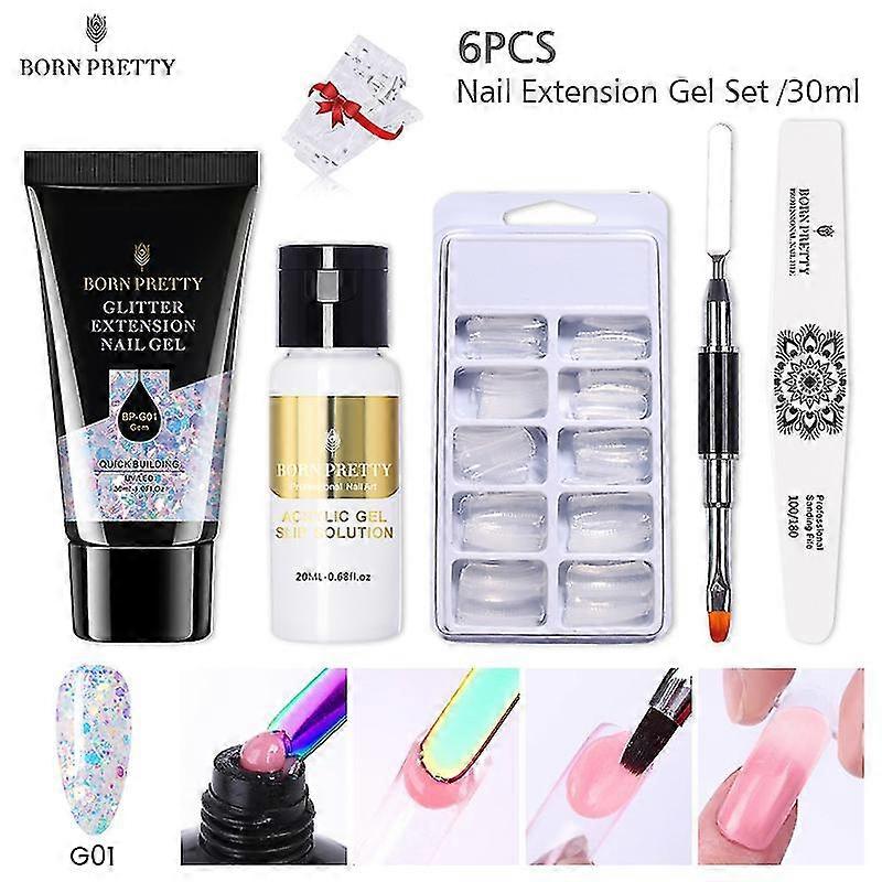 30ml acrílico l set edifício extens l glitter sequins molho off l 6pcs-set9