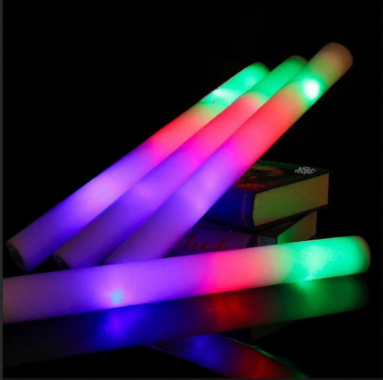 12/15/30/60pcs Led Glow Sticks Bulk Colorful Rgb Glow Foam Stick Cheer Tube Dark Light For Xmas Birthday Wedding Party Supplies
