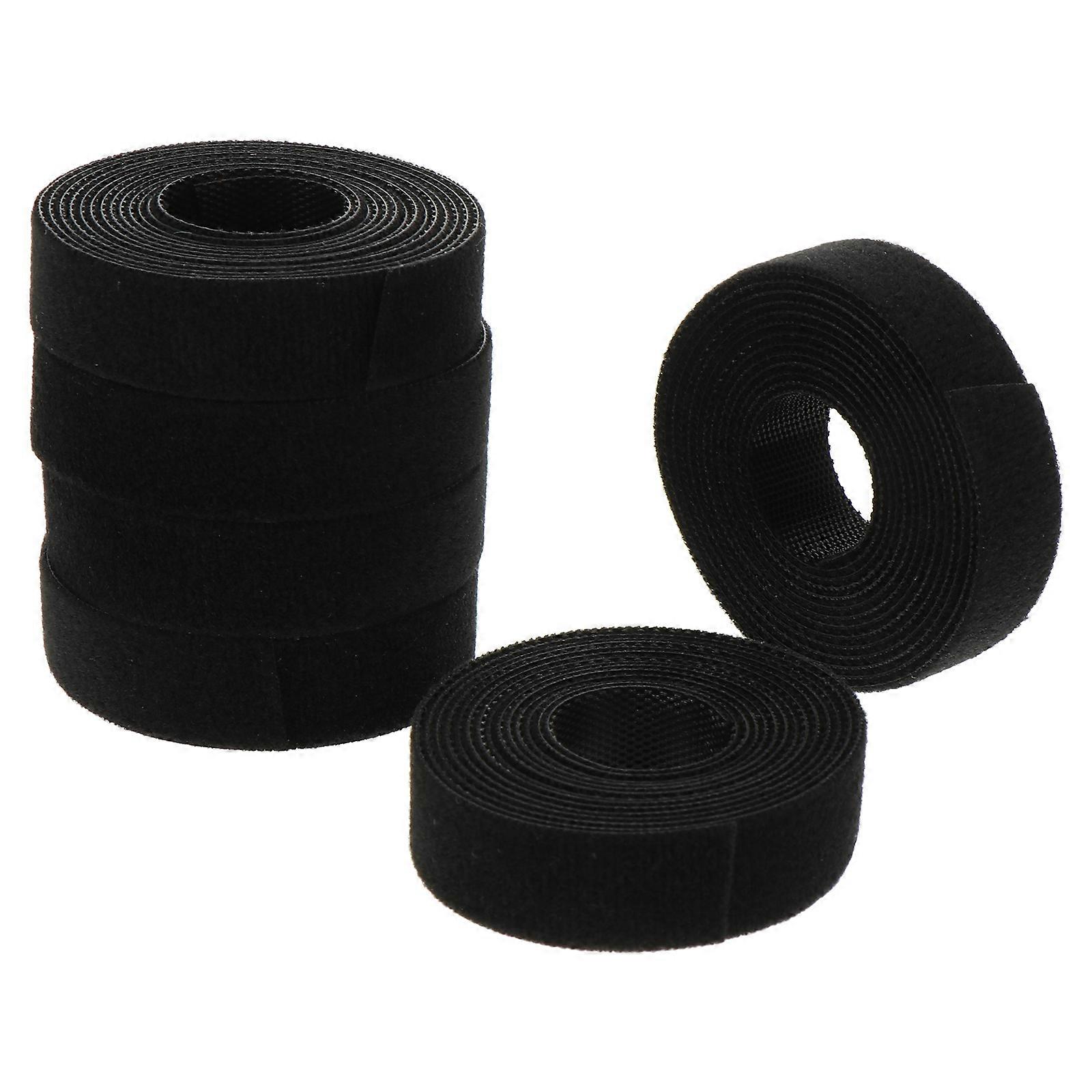 6 Rolls Hook and Loop Cable Straps Cable Rope Wrap Belts Adhesive Straps (Black)