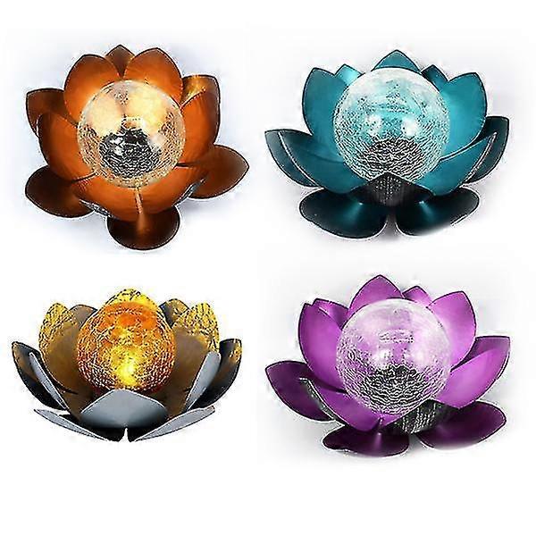 ソーラーライト防水錬鉄ロータスデコレーションライトロータスソーラーライト屋外ガーデン池ロータスライトランドスケープライト