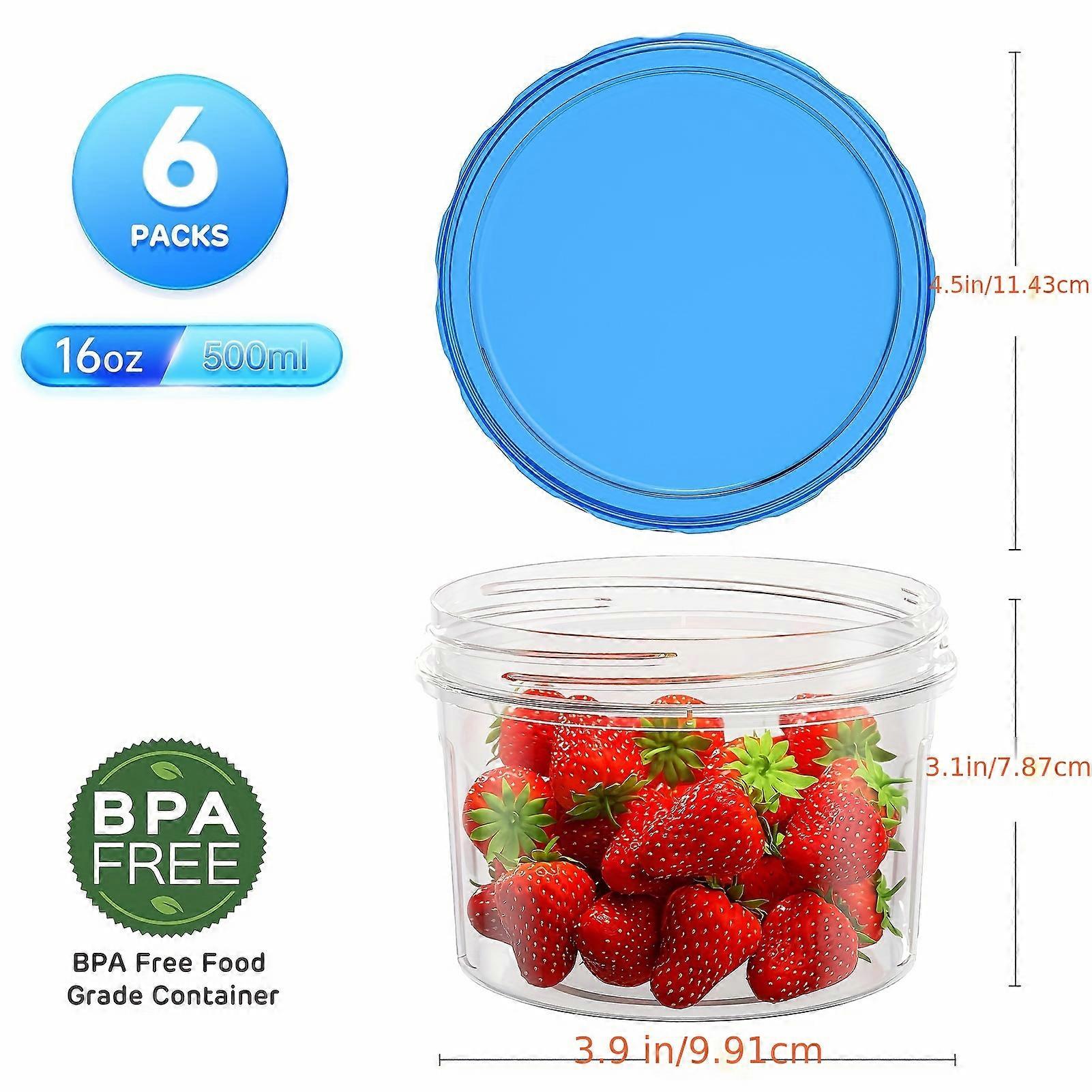 6-Pack Airtight Plastic Food Storage Containers with Easy Open Twist Lid, BPA-Free Stackable Leak-Proof Refrigerator Fresh-Keeping Boxes for Frozen Me