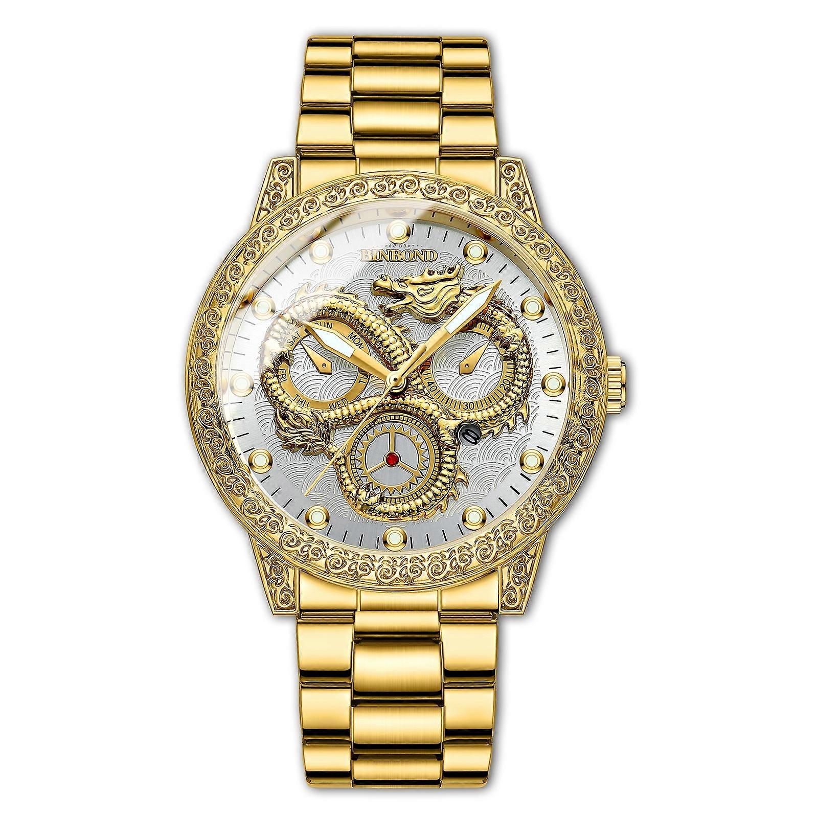 BINBOND B3030 Watch Full-gold White