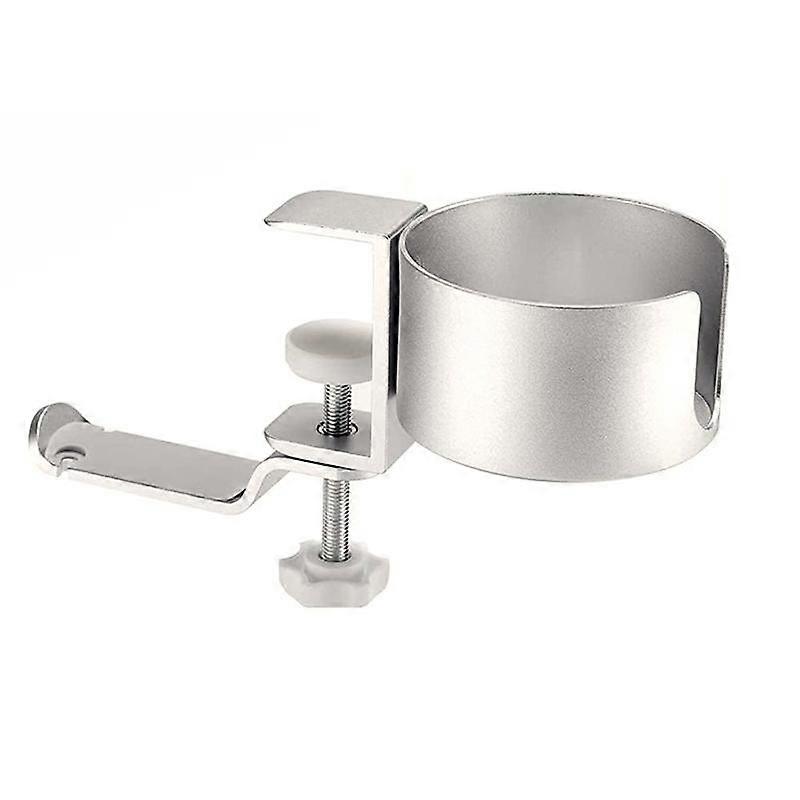 Desk Cup Holder, 2 in 1 Desk Cup Holder with Headphone Hanger, Anti-Spill Cup Holder for Desk or Table Silver