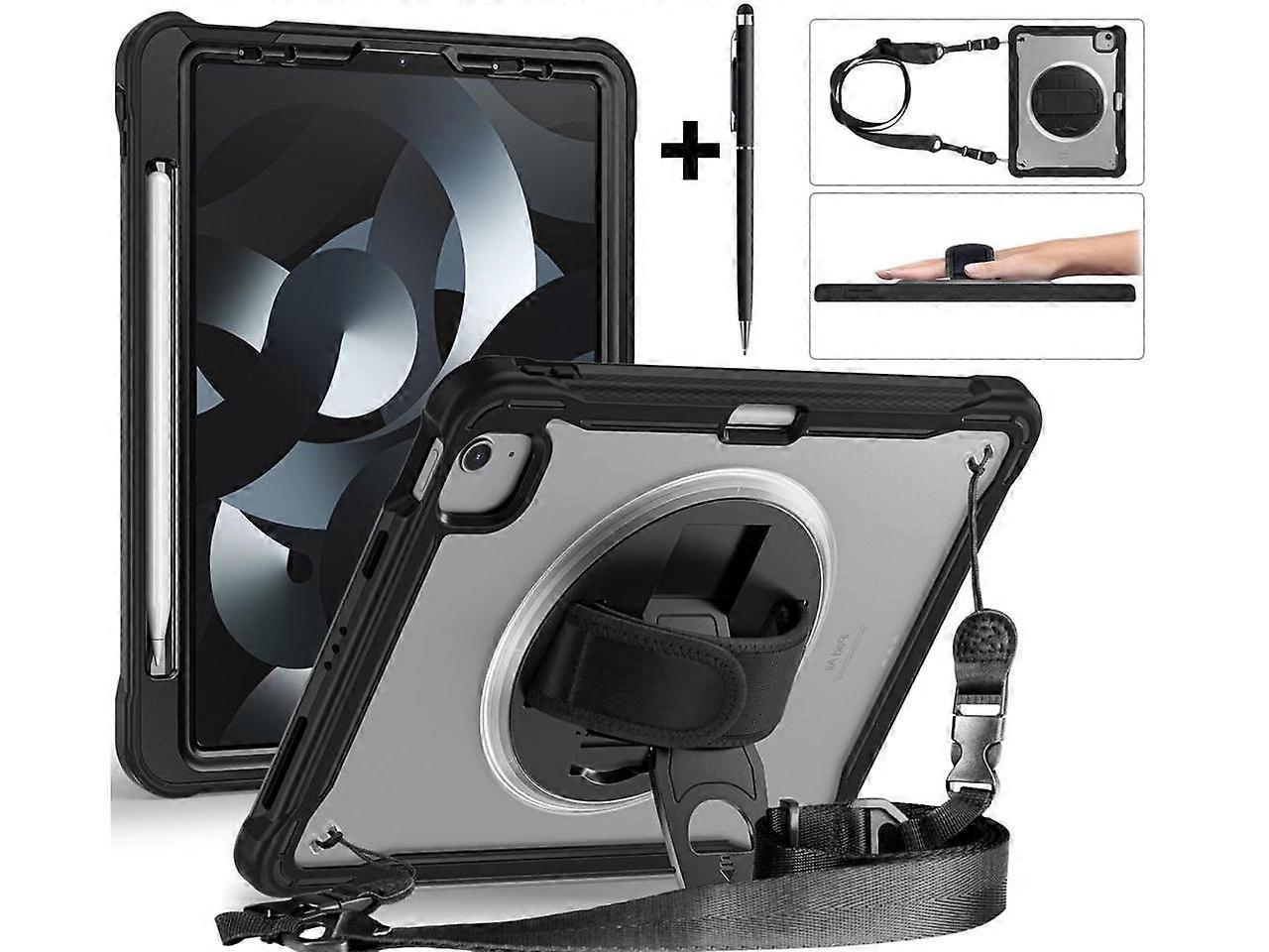 Case For iPad Air 5th/4th Generation 10.9 Inch 2022 2020/iPad Pro 11 2022/2021/2020/2018, Shcokproof Cover with Clear Transparent Back, Pencil Holder,