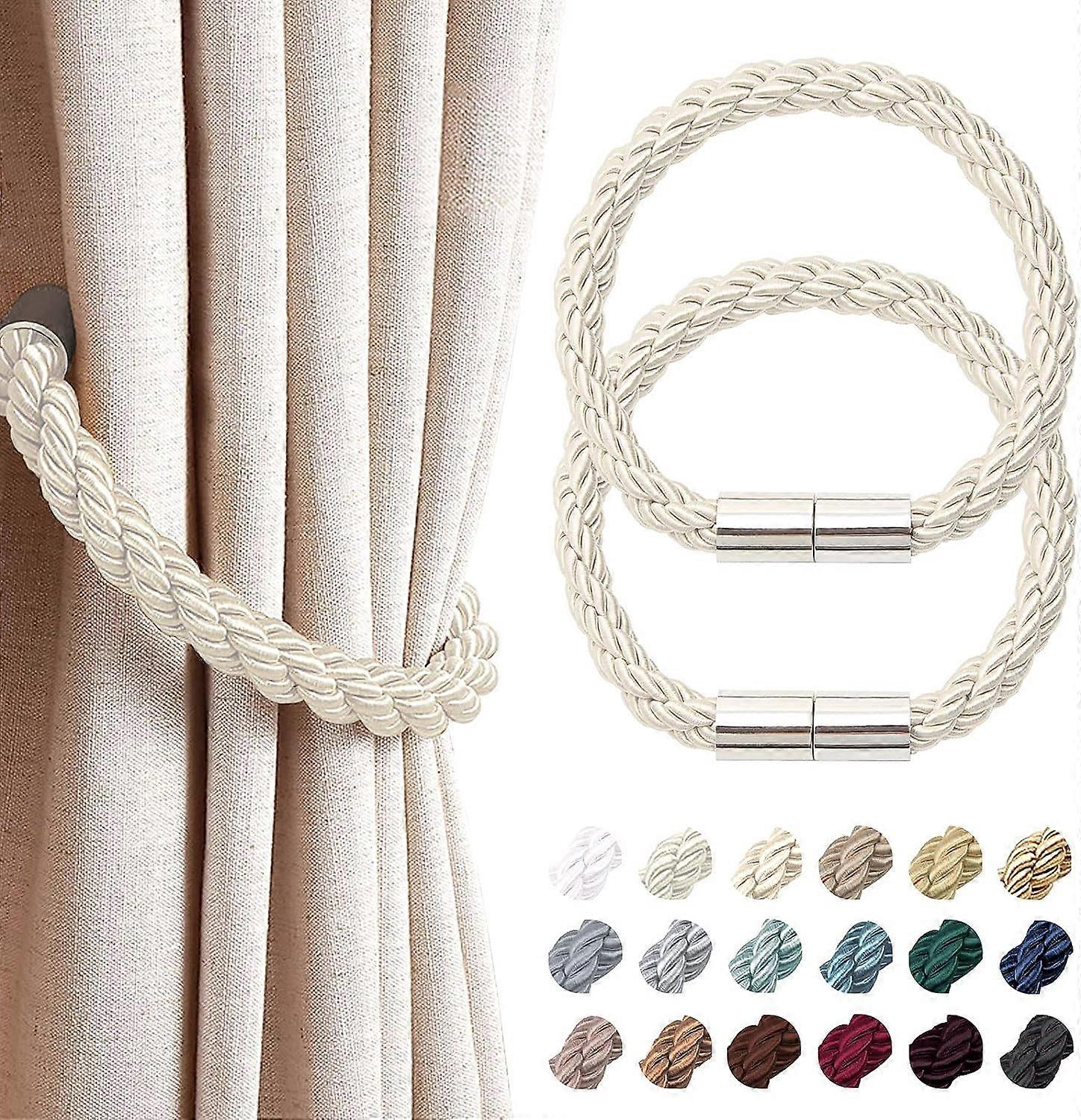 2 Pieces Beige Curtain Tiebacks hooks Hand Knitting Window Holdbacks Holder