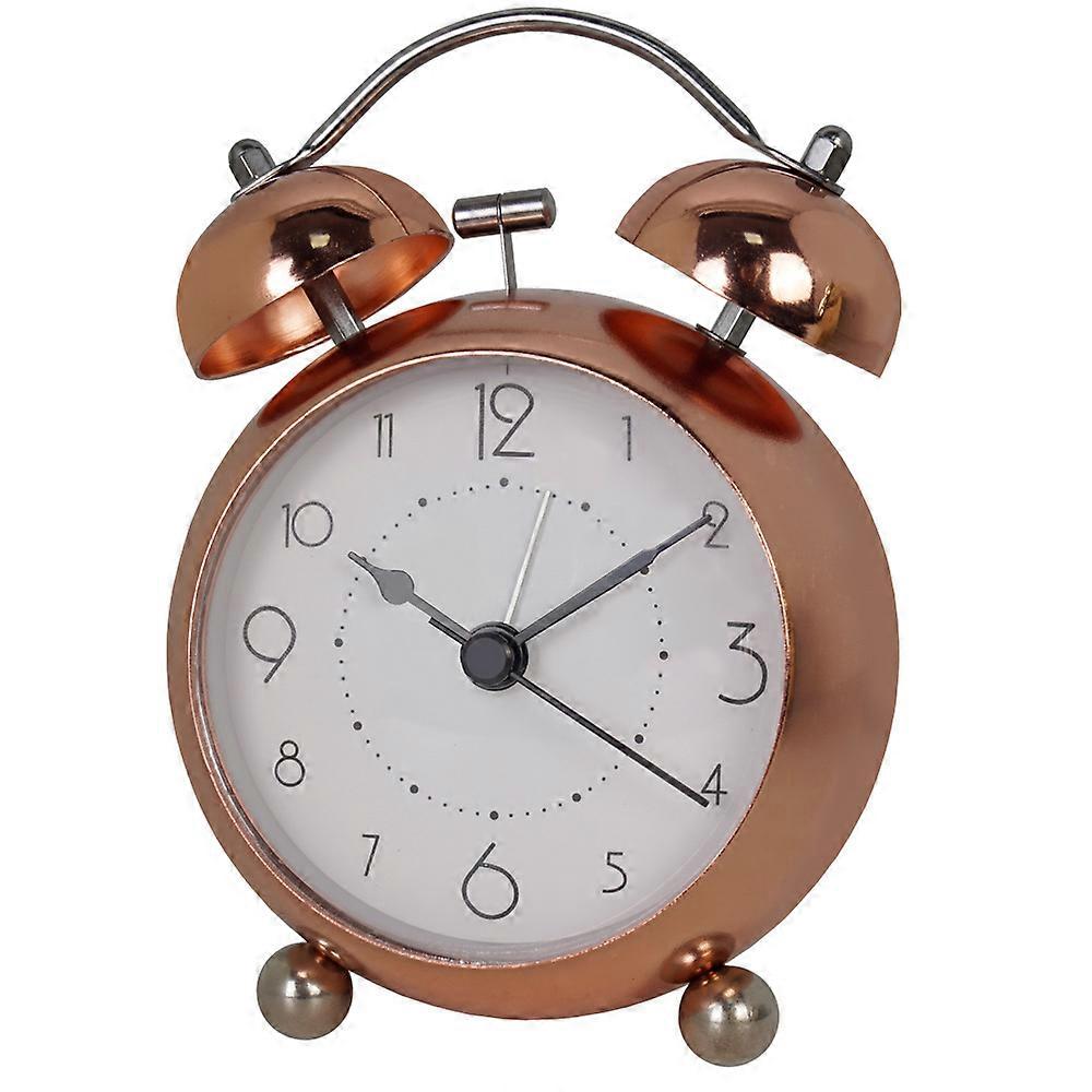 European retro creative alarm clock metal simple student luminous quartz desk clock rose gold