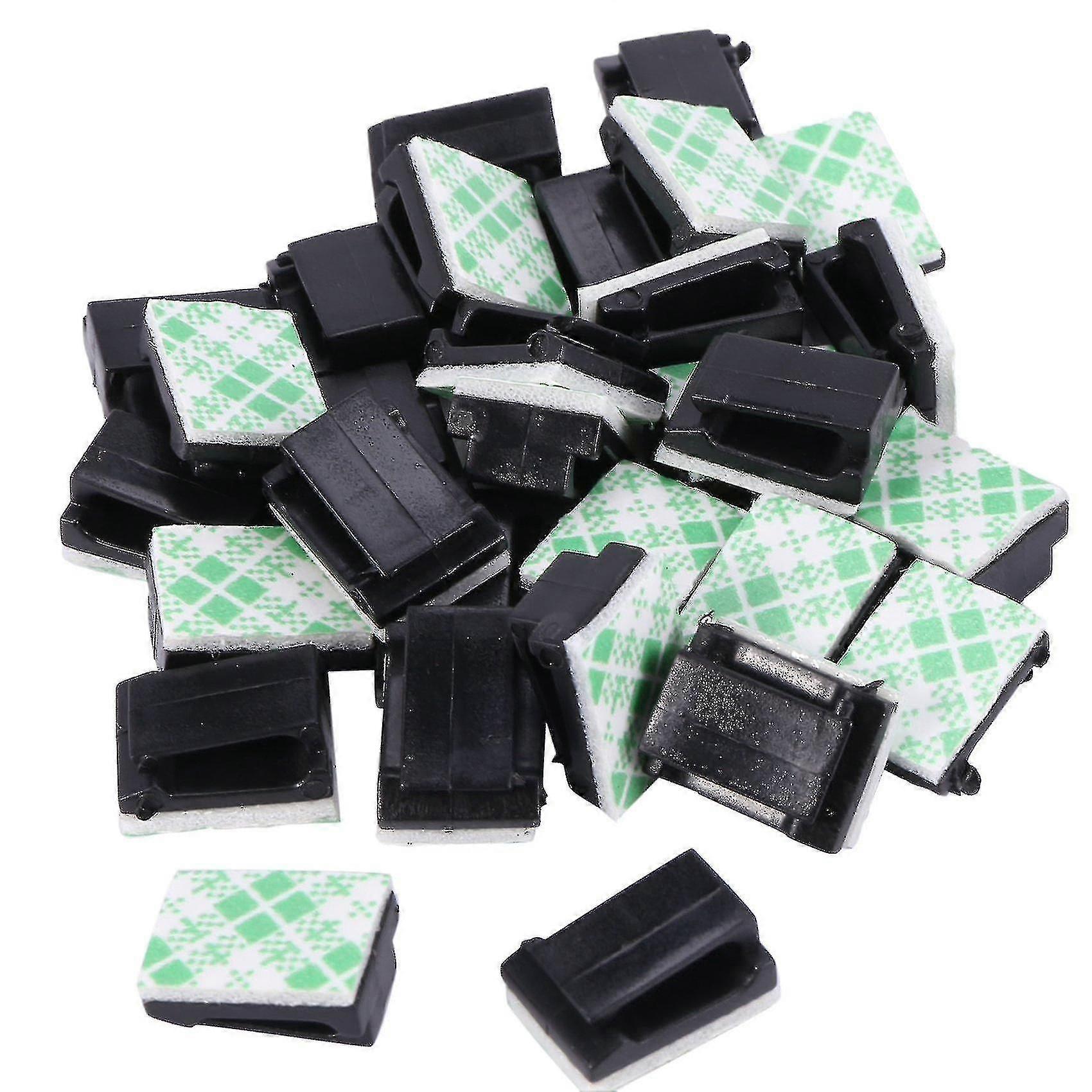 30x Cable Holder Cable Clip Cable Clamp Self-adhesive Black