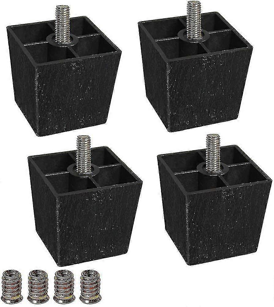 Pés de plástico para sofá de 2 polegadas, pernas para móveis, conjunto quadrado com 4