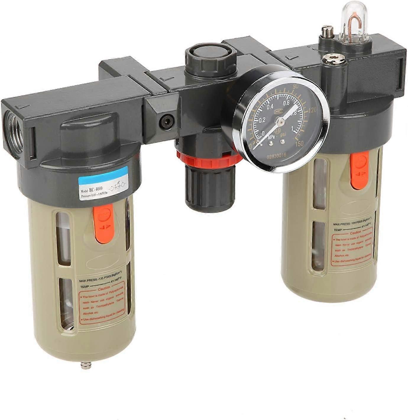 1/2 Air Compressor Filter Regulator with Gauge, Air Pressure Compressor Oil Water Separator, Moisture Water Trap Filter Regulator for Air Tools System
