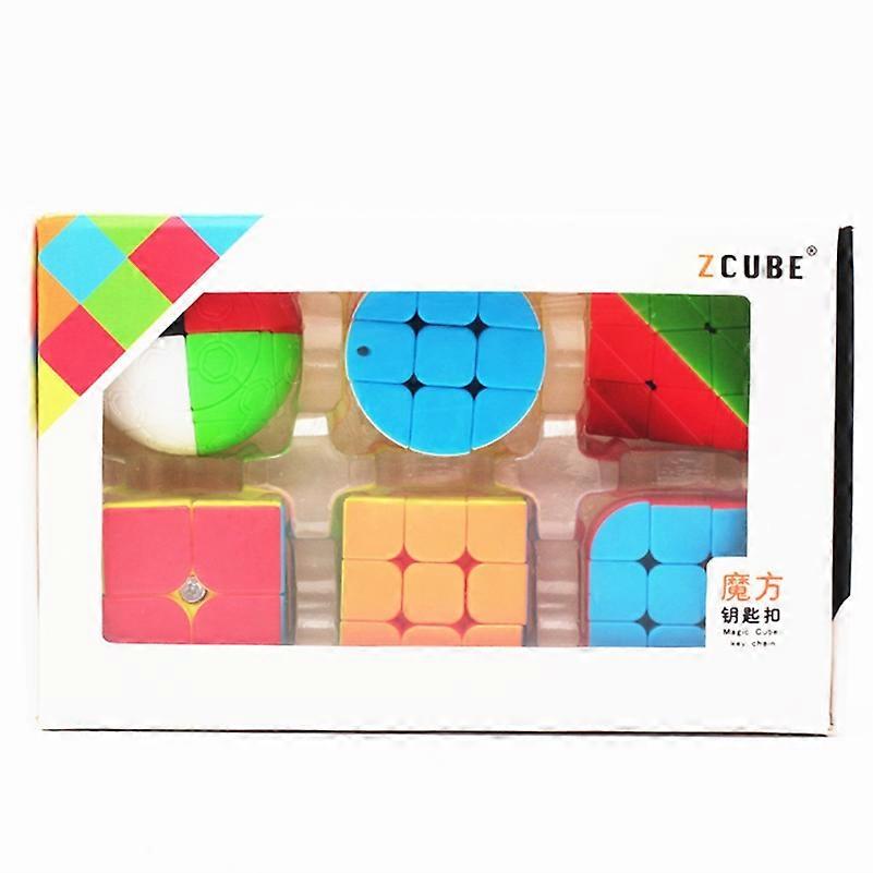 6 in1 gift box Key chain Puzzle magic Cube 3x3x3 cube backpack pendant cube 3x3 cubo magico lovely Game cube Keychain cube toys
