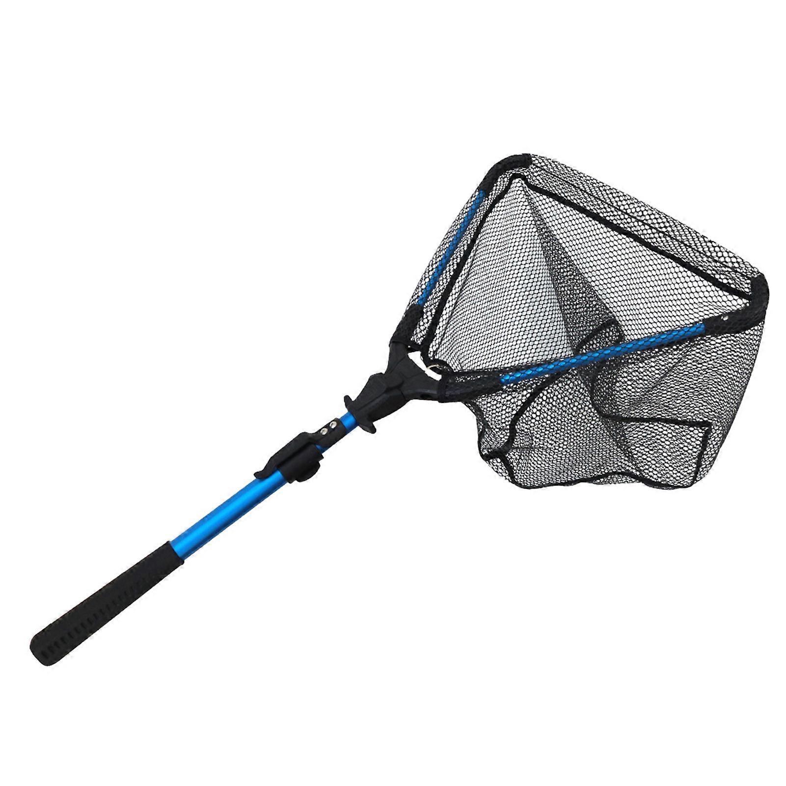 Folding Fishing Net Anti-slip Telescopic Aluminum Handle Fine Mesh Professional Angling Triangle Retractable Fish Landing Net Catcher Fishing Supplies